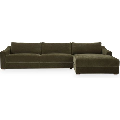 Farrow Sectional Sofa w/ Right Facing Chaise in Cedar Green Fabric