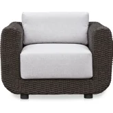 Soma Outdoor Accent Chair in Dark Brown PE Wicker & Heathered Fabric