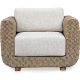 Soma Outdoor Accent Chair in Natural Finish PE Wicker & Heathered Fabric