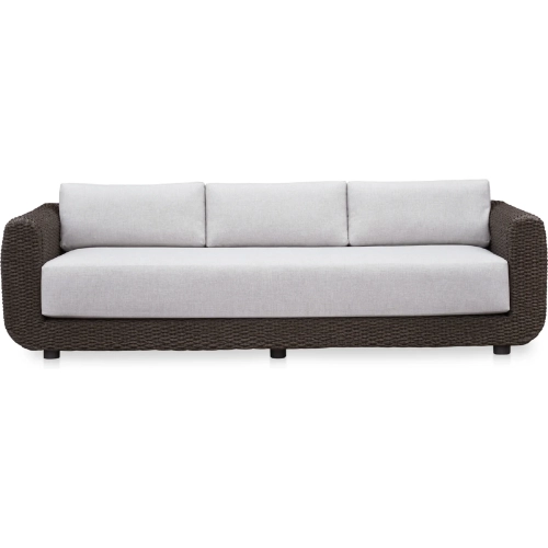 Soma Outdoor Sofa in Dark Brown PE Wicker & Heathered Fabric