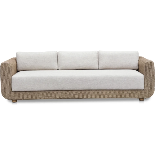 Soma Outdoor Sofa in Natural Finish PE Wicker & Heathered Fabric