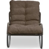 Lyra Outdoor Rocking Chair in Brown PE Wicker & Fabric