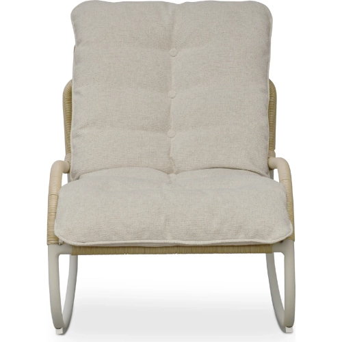 Lyra Outdoor Rocking Chair in Beige PE Wicker & Fabric