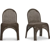 Kendall Outdoor Dining Chair in Brown PE Wicker (Set of 2)