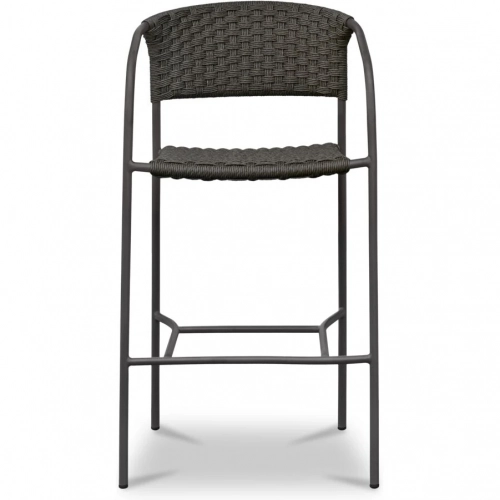 Zola Outdoor Bar Stool in Dark Brown Poly Wicker & Metal