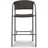 Zola Outdoor Bar Stool in Dark Brown Poly Wicker & Metal