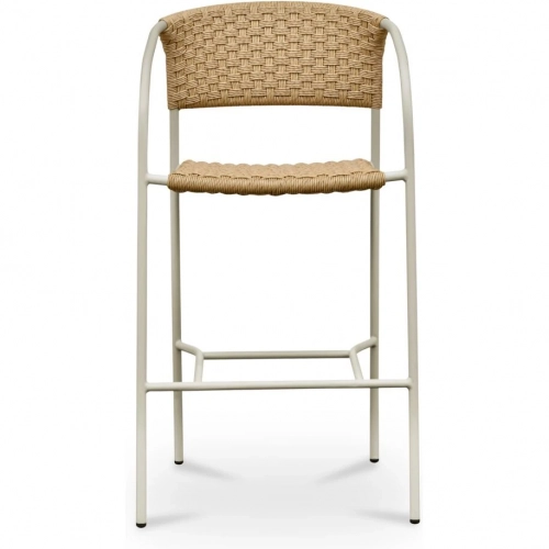 Zola Outdoor Bar Stool in Natural Poly Wicker & Metal