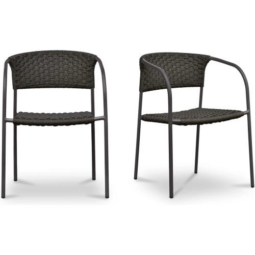 Zola Outdoor Dining Chair in Dark Brown Poly Wicker & Metal (Set of 2)