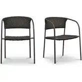 Zola Outdoor Dining Chair in Dark Brown Poly Wicker & Metal (Set of 2)