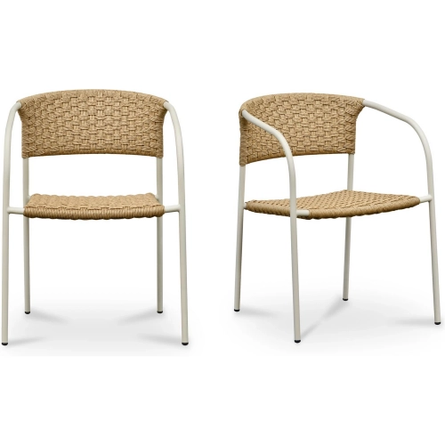 Zola Outdoor Dining Chair in Natural Poly Wicker & Metal (Set of 2)