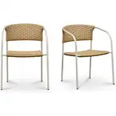 Zola Outdoor Dining Chair in Natural Poly Wicker & Metal (Set of 2)