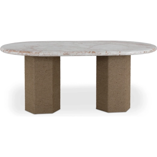 Sartoria 72" Dining Table in Beige Italian Breccia Marble & Natural Jute