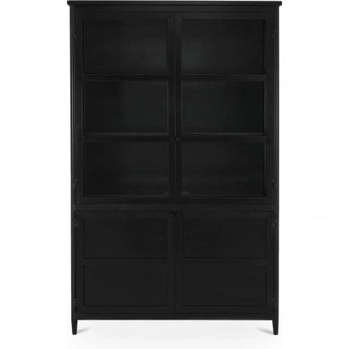 Henry Tall Cabinet Black Metal & Tempered Glass