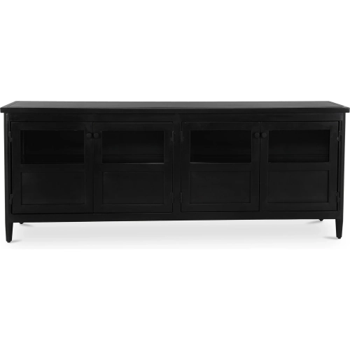 Henry 65" TV Stand Media Unit Black Metal & Tempered Glass
