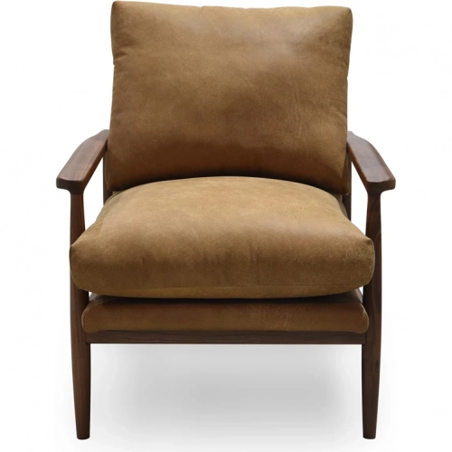 Arturo Accent Chair in Tan Top Grain Leather & Wood