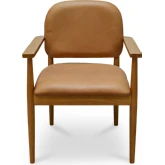 Norrie Dining Chair in Brown Top Grain Leather & Wood