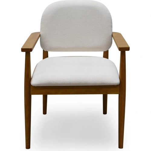 Norrie Dining Chair in Cream Fabric & Wood