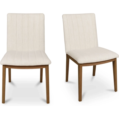 Demi Dining Chair in Oak Wood & Cream Fabric (Set of 2)