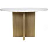 Graze 48" Round Dining Table in White Marble & Brass Iron
