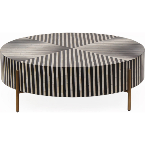 Chameau 36" Coffee Table in Black, Camel & Brass