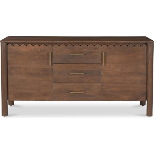 Wiley 3 Drawer Sideboard in Semi Gloss Vintage Brown Mango Wood