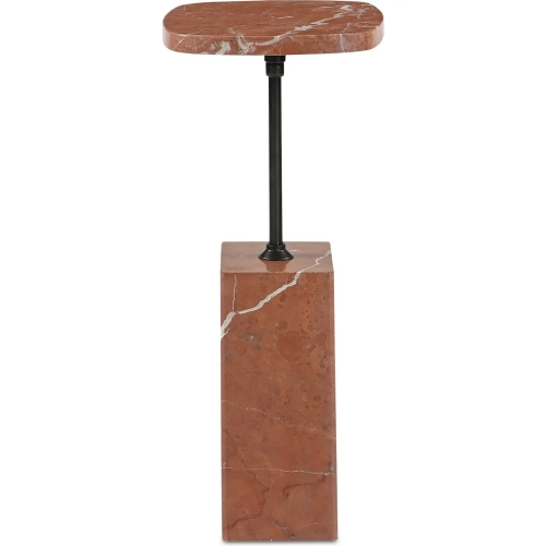 Caro Side Table in Rosso Red Alicante Marble & Blackened Bronze