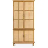 Seymour Tall Cabinet Natural Wood & Rattan