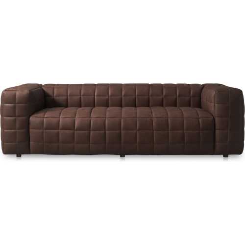 Callan Sofa in Grid Stitched Dark Brown Aniline Leather