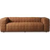 Callan Sofa in Grid Stitched Tan Brown Aniline Leather