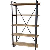 Lex 5 Level Shelving Unit in Distressed Natural Solid Fir and Iron Frame