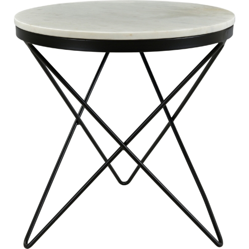 Haley Side Table in Marble & Black Iron