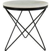 Haley Side Table in Marble & Black Iron