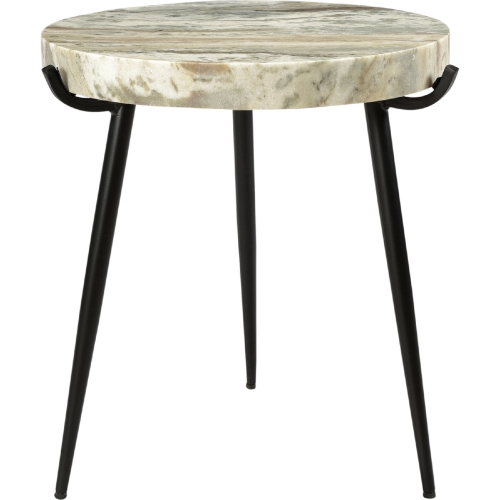 Brinley Accent Table in Sand Marble on Iron Base