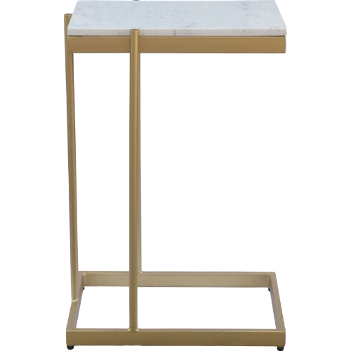 Sulu C Table in White Marble & Gold Iron