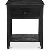 Corrine Nightstand in Antique Black Wood
