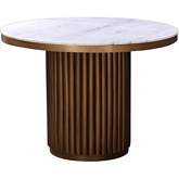 Tower 42" Round Dining Table White Marble & Brass