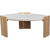 Dala Coffee Table in Banswara White Marble & Oak