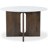 Stanley 48" Round Dining Table in Grey White Marble & Mango Wood