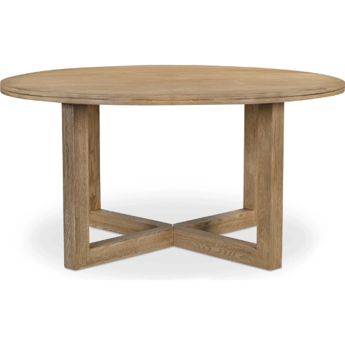 Joel 60" Round Dining Table in Brushed Natural Finish Oak Wood