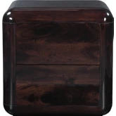 Rory 2 Drawer Nightstand in High Gloss Dark Brown Acacia Wood