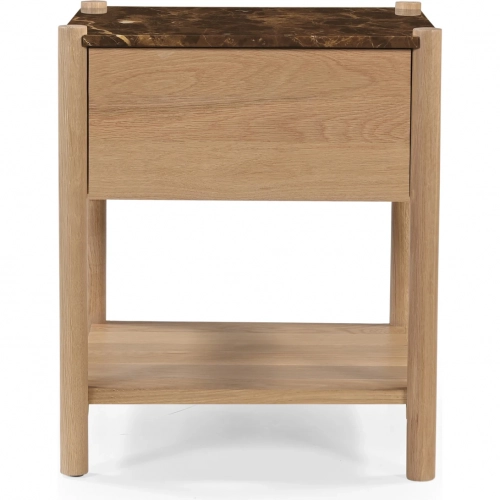Elio 1 Drawer Nightstand in Dark Emperador Brown Marble
