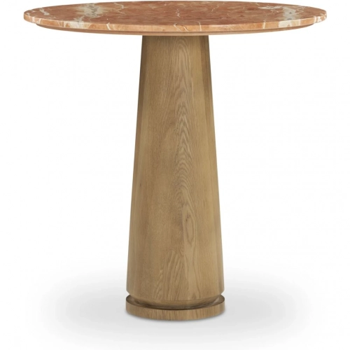 Sage 30" Round Cafe Dining Table in Italian Rosso Alicante Red Marble & Wood