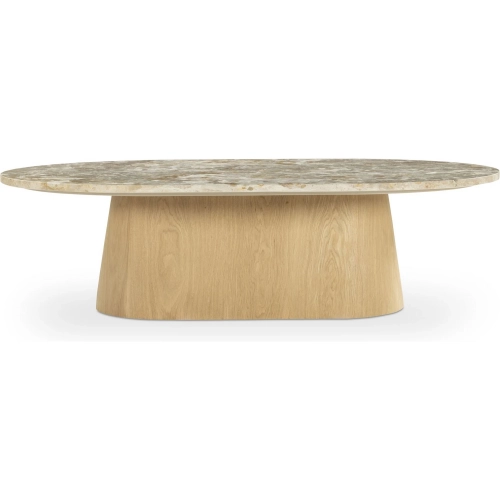 Carly Coffee Table in Beige Panther Stone & Natural Finish Wood