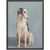 Blue Framed Dog Canvas Painting in Multicolor