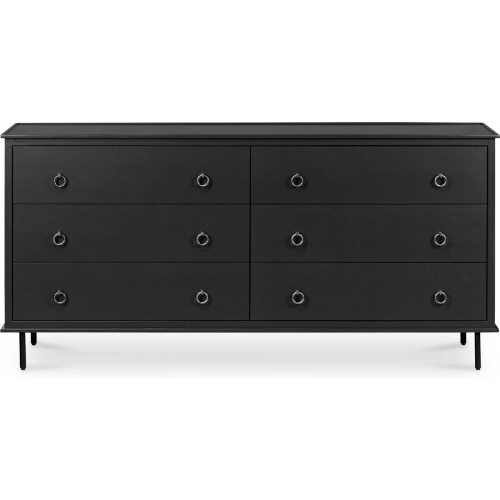 Reagan 6 Drawer Dresser in Black Acacia Wood