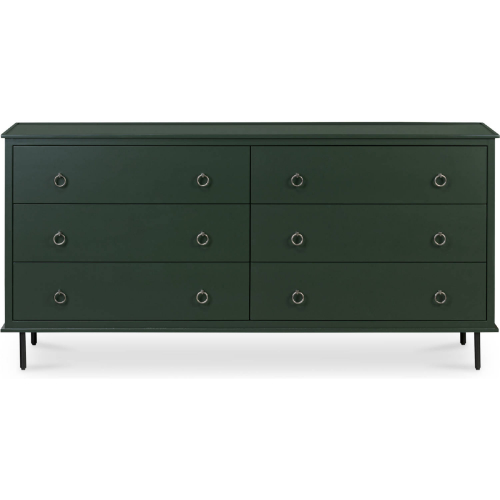 Reagan 6 Drawer Dresser in Deep Green Acacia Wood