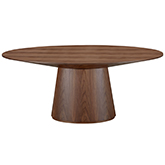 Otago Oval Dining Table in Walnut Veneer w/ Brushed Stainless Accent on Base