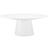 Otago Oval Dining Table in Gloss White w/ Stainless Accent on Base