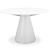 Otago Round Dining Table in Gloss White w/ Stainless Accent on Base