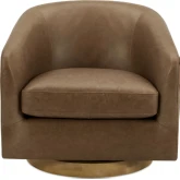 Oscy Swivel Chair in Tan Top Grain Leather & Wood